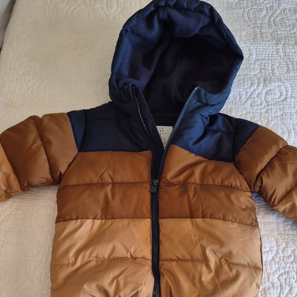 GAP Kids Navy and Brown Puffer Jacket